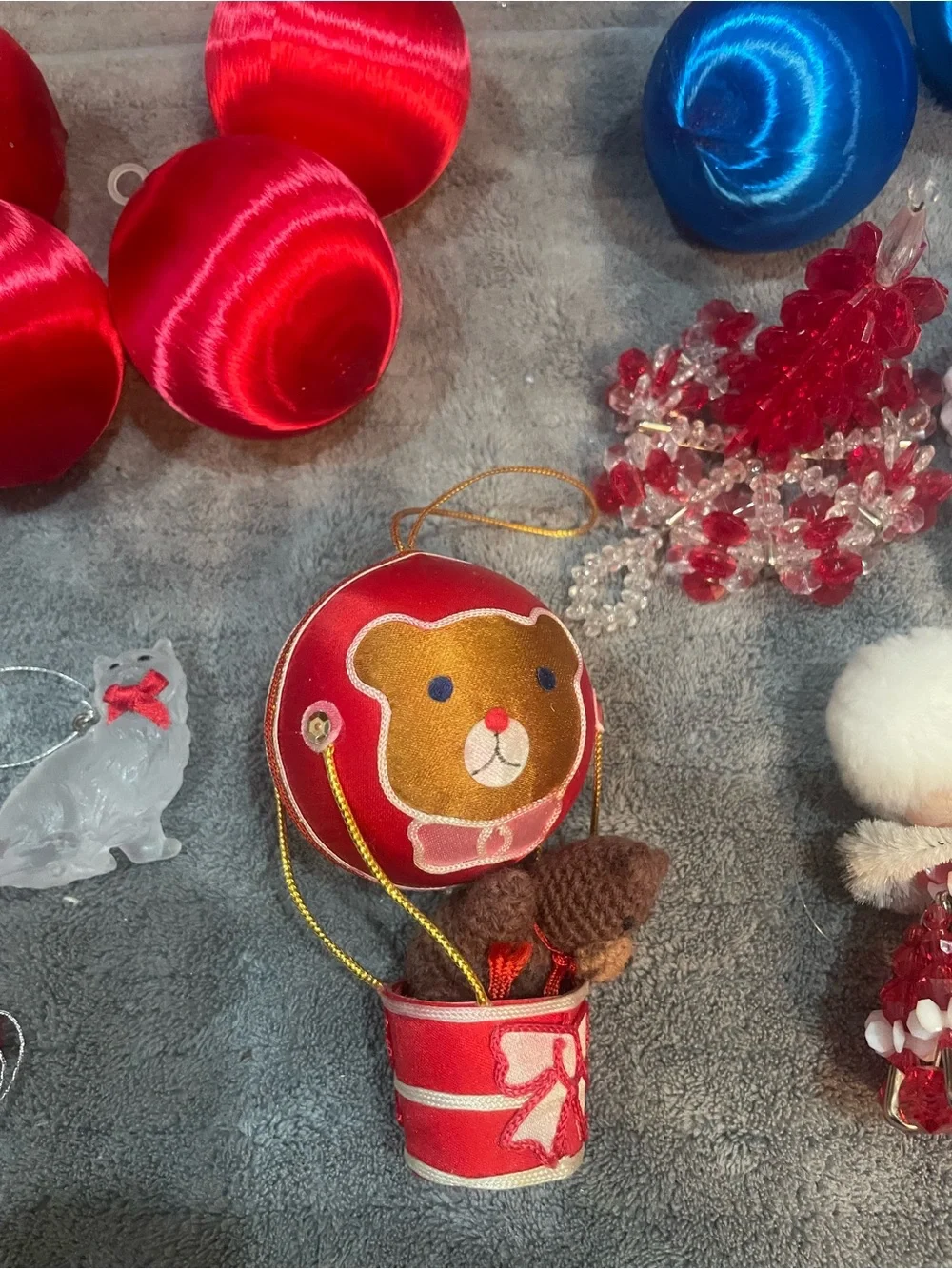 Vintage Christmas Ornaments Silk And Plastic Ketchy Lot